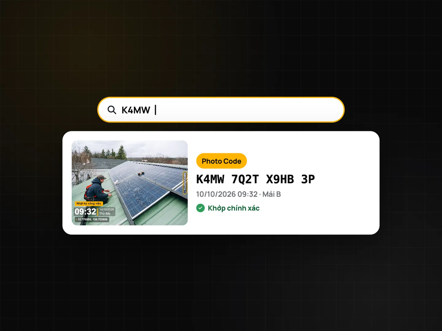 Tìm ảnh nhanh theo mã ảnh: gõ K4MW trong thư viện ra đúng tấm ảnh có mã đó